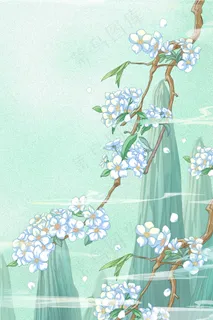 绿色唯美小清新卡通春季花卉工笔画古风配图 绿色唯美小清新卡通春季花卉工笔画古风配图