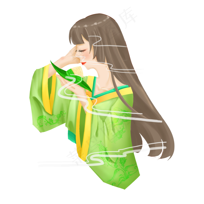 卡通端午节习俗吃粽子(2000X2000(DPI:300))psd模版下载
