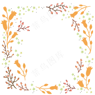 手绘花小清新植物花朵边框元素