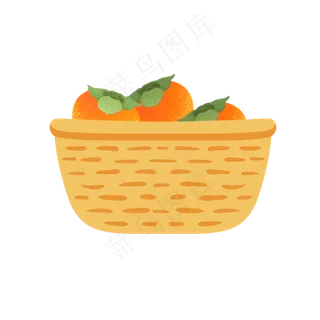 黄色篮子里的橙子卡通元素 黄色篮子里的橙子卡通元素