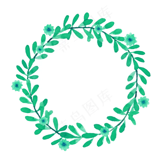 绿色清新树叶水彩花卉边框ai矢量模版下载