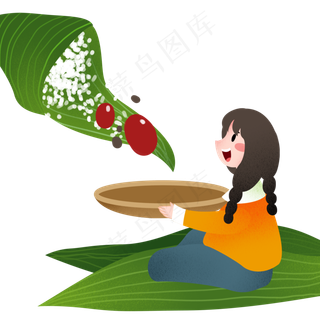 端午节女孩包红枣棕