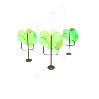 C4D立体卡通树木