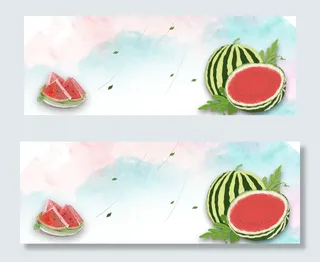 手绘夏日西瓜水果平面广告