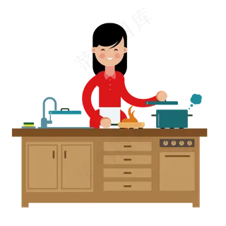 煮饭的人矢量免抠图