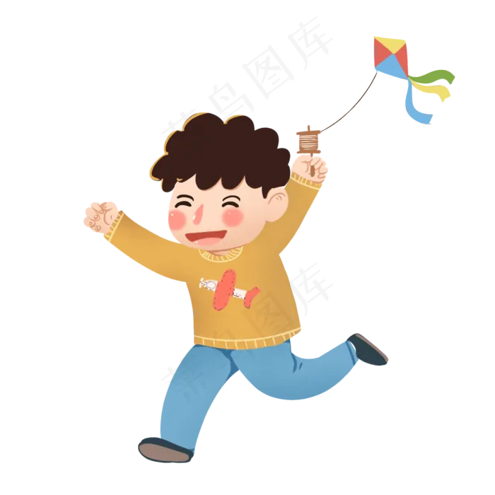 卡通人物放风筝踏青(2000X2000(DPI:300))psd模版下载