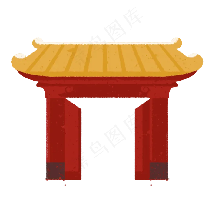 彩色创意春节大门口元素,免抠元素