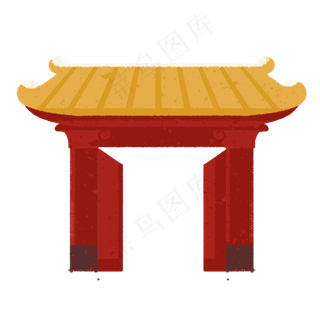 彩色创意春节大门口元素,免抠元素