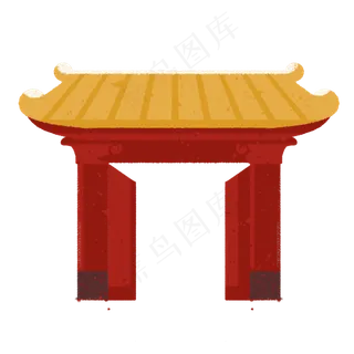 彩色创意春节大门口元素,免抠元素