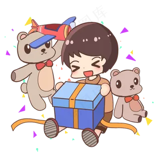 儿童节男孩收到礼物