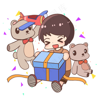 儿童节男孩收到礼物