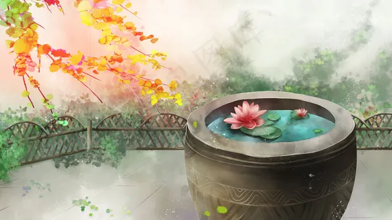 中国风秋分白露庭院节气风景