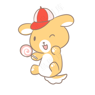 拿着棒棒糖的小黄狗