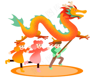 龙抬头孩子舞龙,免抠元素