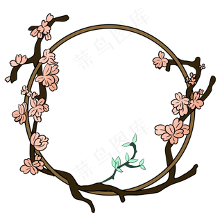 粉色树枝花枝花环