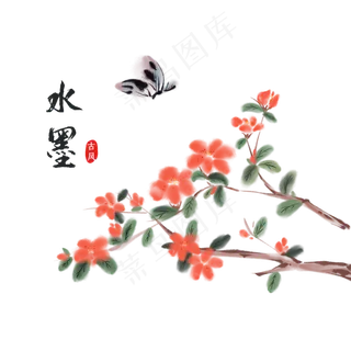 中国风水墨植物花朵