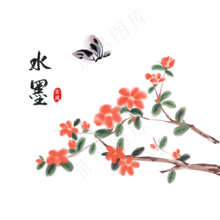 中国风水墨植物花朵