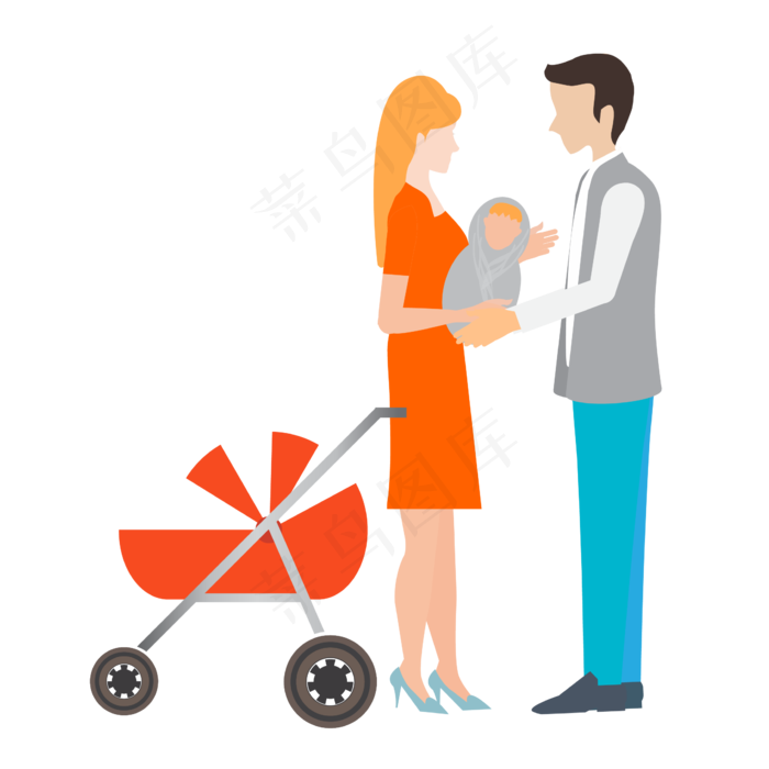 新婚夫妇和婴儿矢量素材