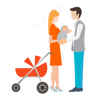 新婚夫妇和婴儿矢量素材