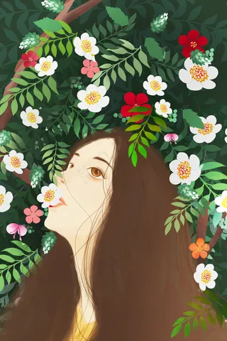 治愈唯美夏季春季小花叶子少女六月你好植物