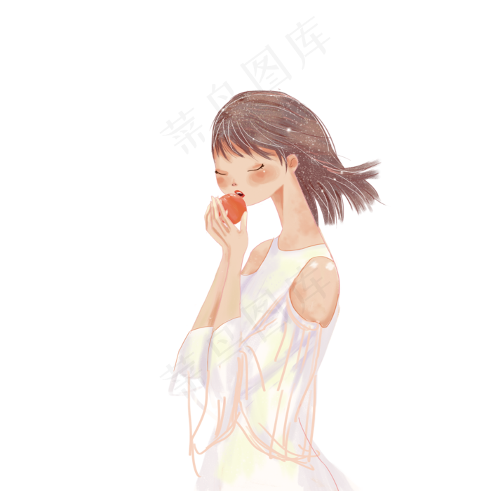 一个正在吃水果的女孩