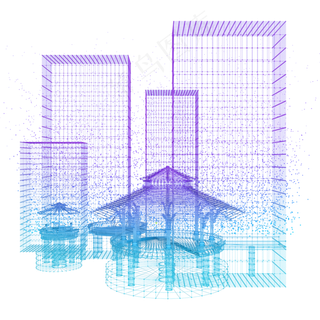 楼空间建筑科技商业智能魔幻数据,免抠元素