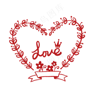 浪漫爱心花环PNG免抠素材