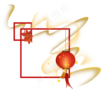 农历新年元宵节灯笼灯谜边框文字,免抠元素