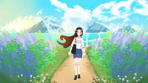 五一出游薰衣草花海女孩