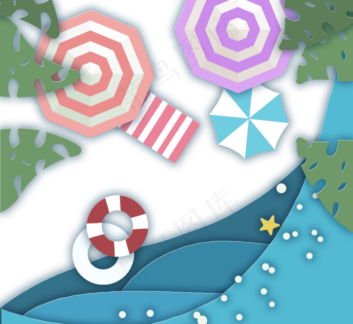 美丽的夏天海滩沙滩剪纸