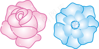 矢量两朵渐变小花