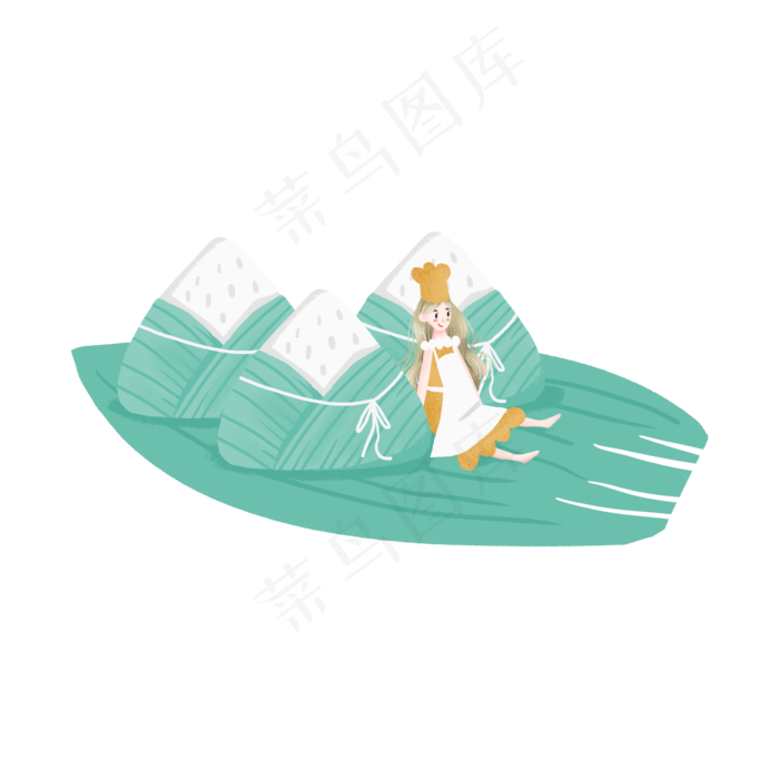 坐在粽子旁边的女孩