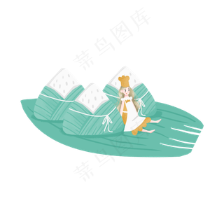 坐在粽子旁边的女孩