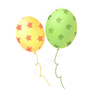 绿色黄色可爱六一儿童节星星气球