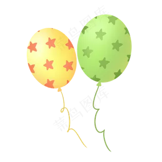 绿色黄色可爱六一儿童节星星气球