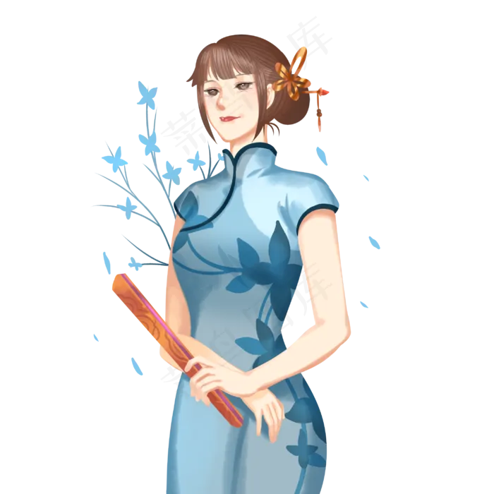 优雅旗袍美女(3000X3000(DPI:299))psd模版下载