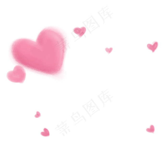 情人节婚博会粉色手绘爱心漂浮装,免抠元素