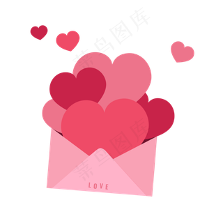 情人节爱心信封装饰元素