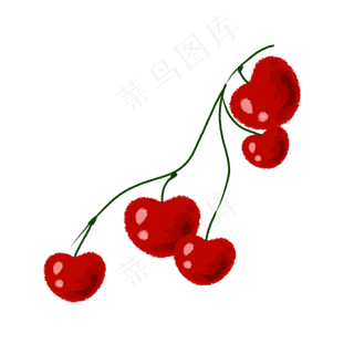手绘水果中国樱桃一串