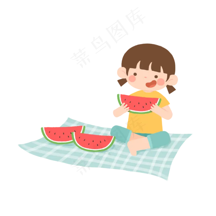 夏天女孩吃西瓜(3000X3000(DPI:300))psd模版下载