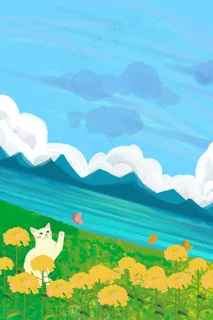 矢量卡通小清新春天户外风景 矢量卡通小清新春天户外风景