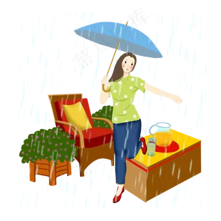 谷雨喝茶的小女孩