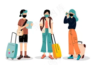 戴口罩的游客