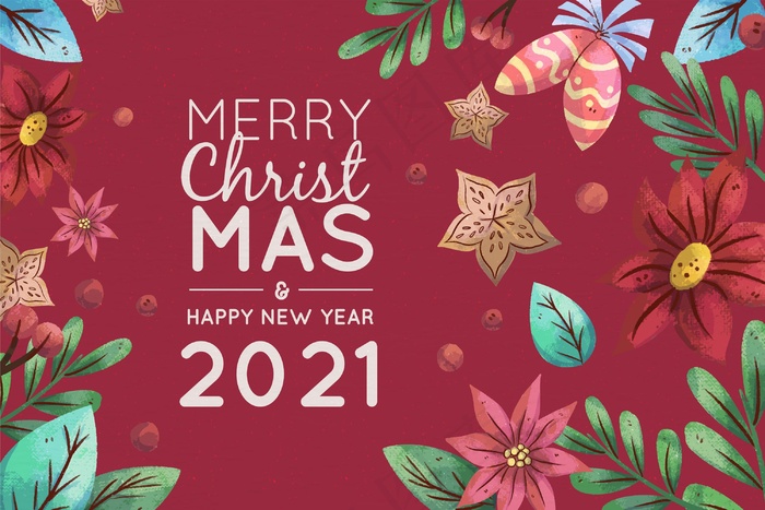 水彩画圣诞背景