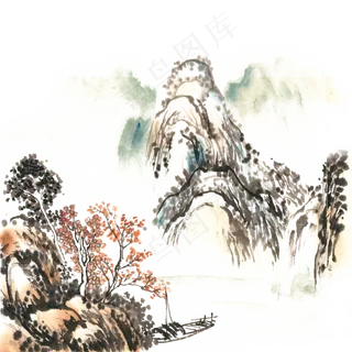 山里的秋天水墨画PNG免抠素材 山里的秋天水墨画PNG免抠素材