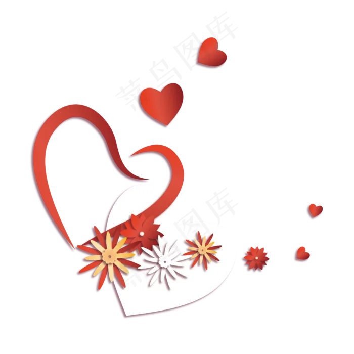 七夕剪纸风花朵爱心(2000X3020)ai矢量模版下载