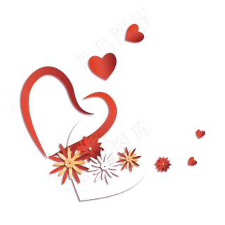 七夕剪纸风花朵爱心