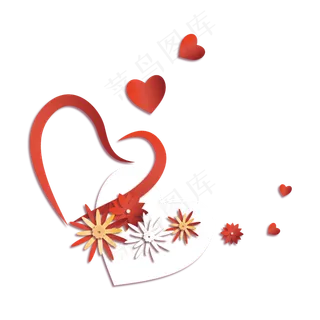 七夕剪纸风花朵爱心