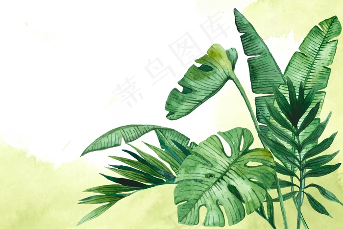 用于缩放的热带树叶背景eps,ai矢量模版下载