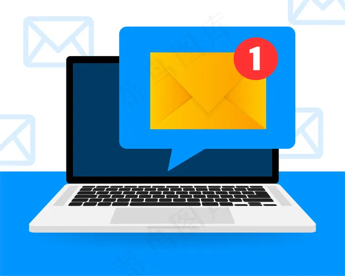笔记本电脑屏幕上的新消息图标eps,ai矢量模版下载